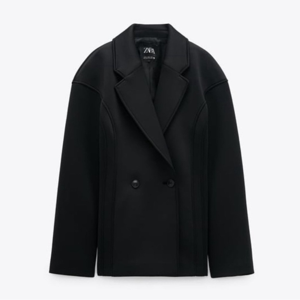 NWT Luxury Minimalist Streetwear Blogger’s Favorite Zara Neoprene Effect Jacket - Picture 4 of 11